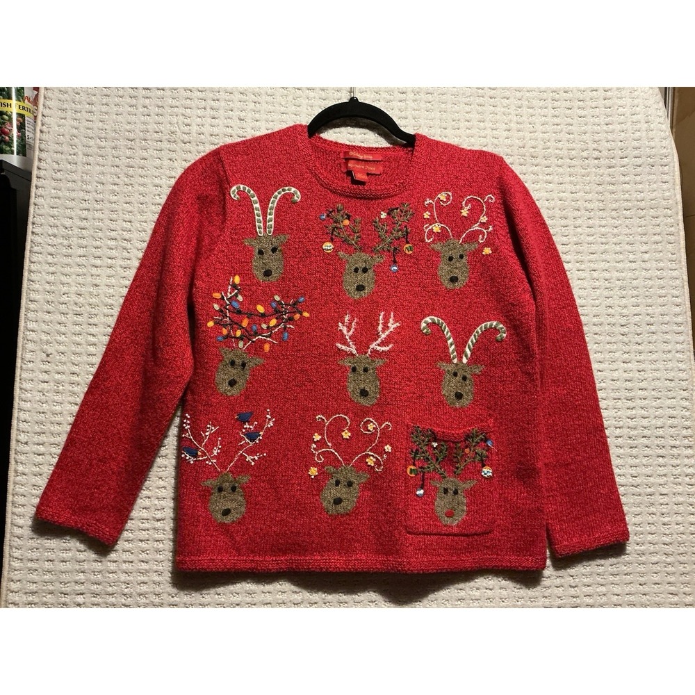 Northern Isles Holiday 2004 Vintage Sweater Red Harmony 130973‎ M Christmas